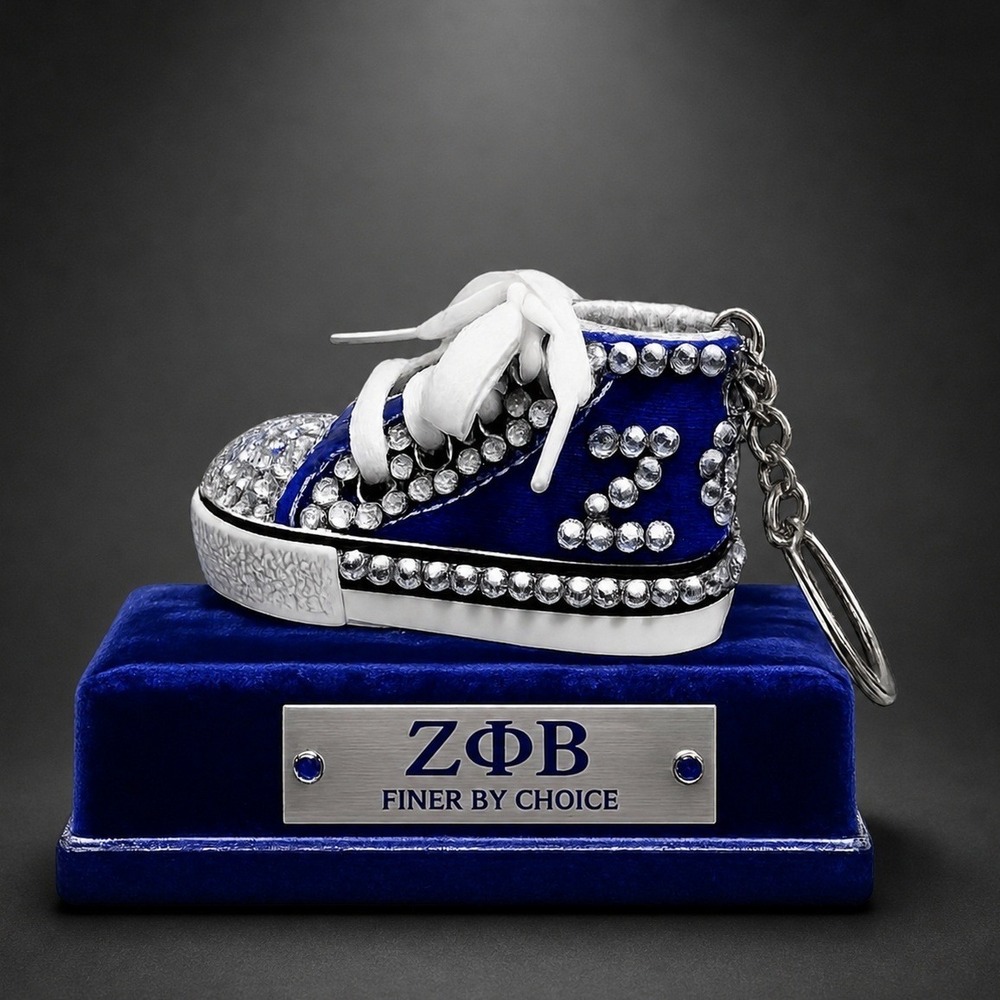 Zeta Phi Beta Keychain Clear Rhinestone Custom Made Shoe‎